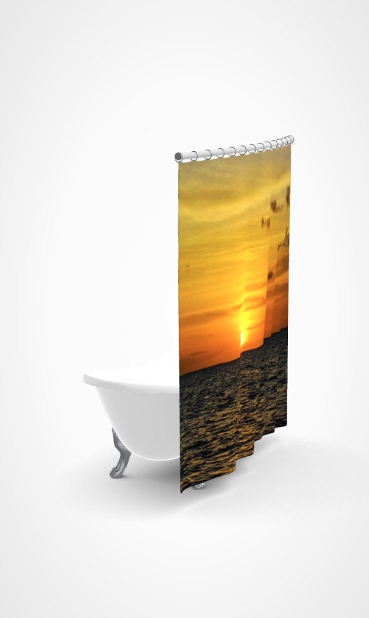 Nature Lovers Tropical Sunset Art Bathroom Shower Curtain