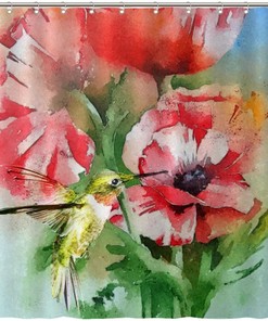 Nature Painting Print Fabric Shower Curtain for a Tranquil Bathroom Experience