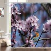 Nature Painting Printed Fabric Shower Curtain for Hummingbird and Flowers Bathroom