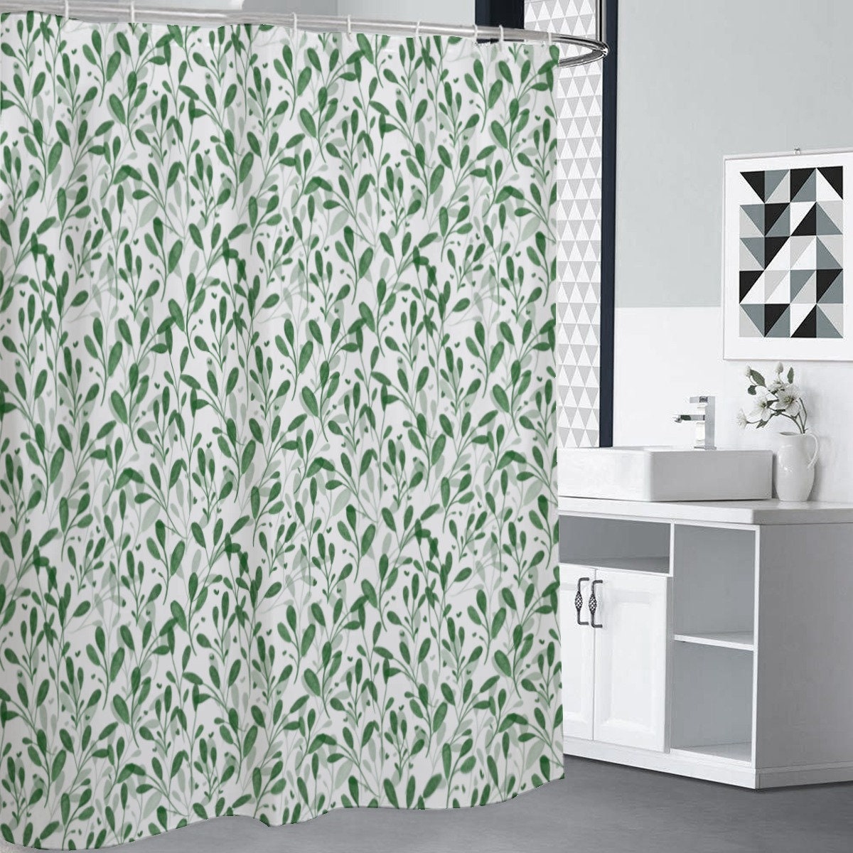 Nature Plant Floral Tropical Greenery Leaf Shower Curtain - Image 3