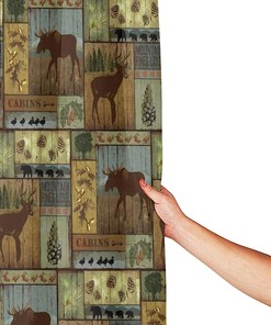 Nature Rustic Mountain Pines Lodge Bear Shower Curtain for Bathroom Decor