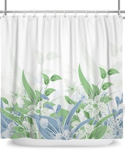 Nature Scenery Green Leaves Print Shower Curtain With Tropical Prints For A Relaxing Bathroom