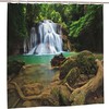 Nature Scenery Shower Curtain with Waterfall and Forest Trees, 72x72 - Unique Bathroom Decor