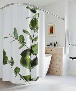 Nature Themed Green Leaves Shower Curtain For Your Bathroom 