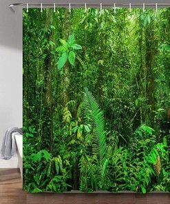Nature Tree Bath Curtain With Green Forest Shower Curtain For Modern Bathroom Decor 