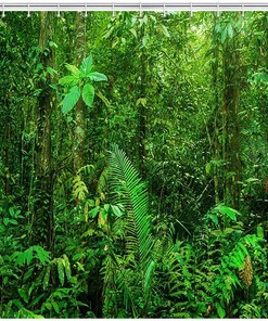 Nature Tree Bath Curtain With Green Forest Shower Curtain For Modern Bathroom Decor