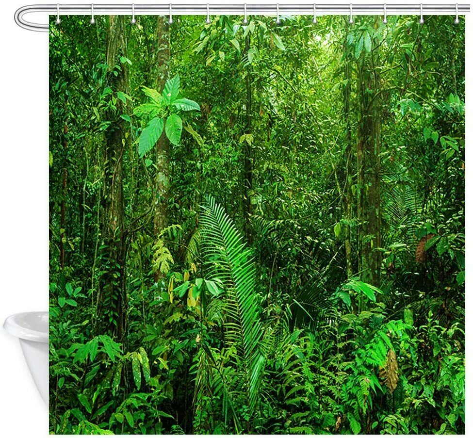 Nature Tree Bath Curtain With Green Forest Shower Curtain For Modern Bathroom Decor