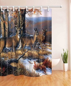 Nature Wildlife Bathroom Decors With Deer Shower Curtain: Stylish And Durable