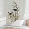 Nature-Inspired Beige And Sage Green Botanical Birds Shower Curtain For Modern Farmhouse Bathrooms - Home Design Gift