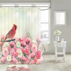 Nature-Inspired Cardinal Bird And Rose Flower Fabric Shower Curtain