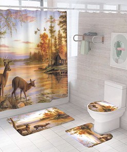 Nature-Inspired Deer Shower Curtain For A Tranquil Bathroom