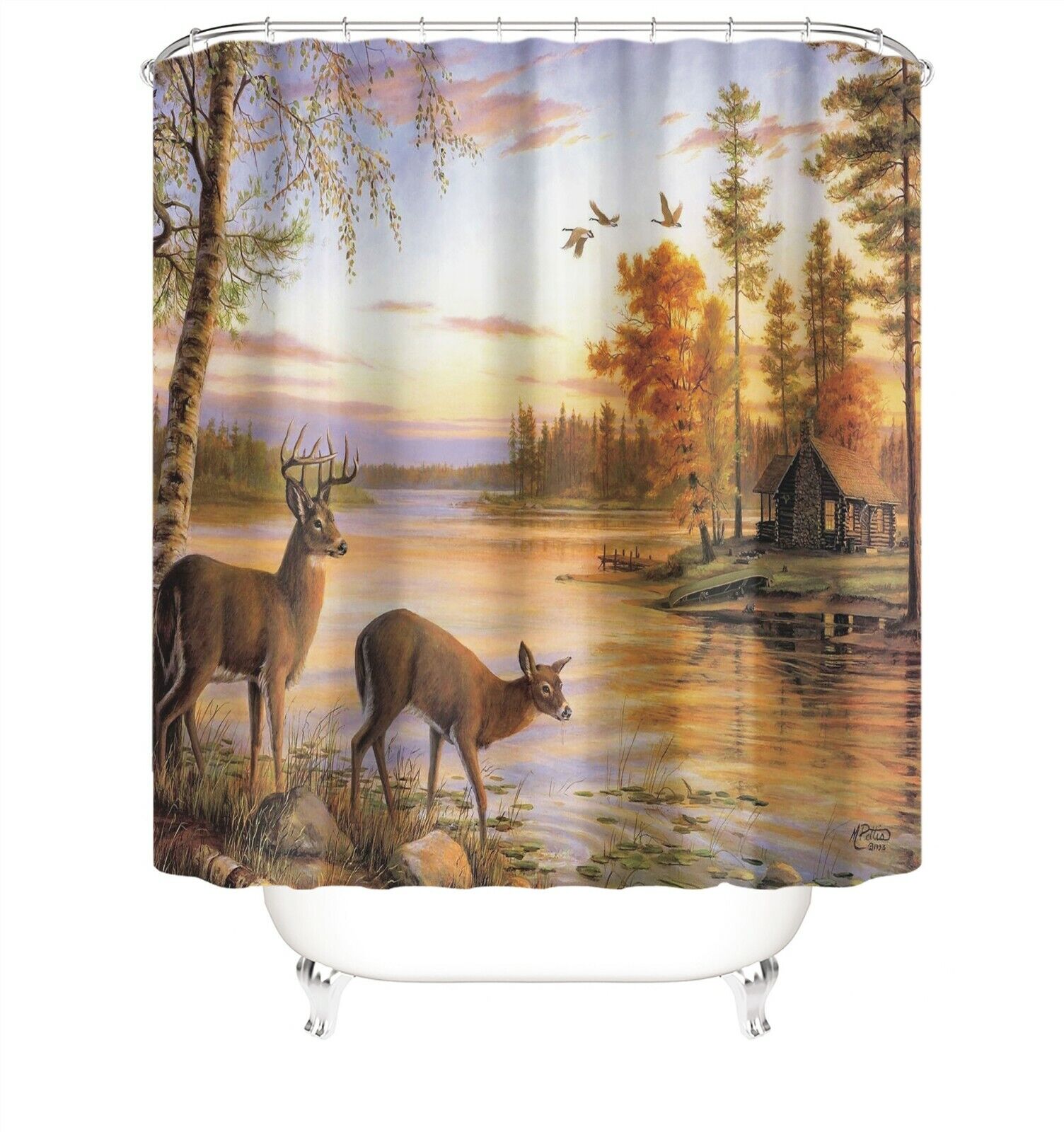 Nature-Inspired Deer Shower Curtain For A Tranquil Bathroom - Image 2