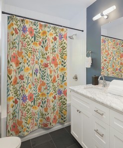 Nature-Inspired Elegant Floral Shower Curtain In Vibrant Colors
