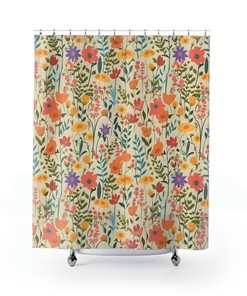 Nature-Inspired Elegant Floral Shower Curtain In Vibrant Colors