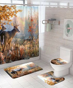 Nature-Inspired Fabric Deer Shower Curtain For Modern Bathrooms