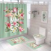 Nature-Inspired Flamingo Flower Leaves Print Shower Curtain For A Calm Bathroom