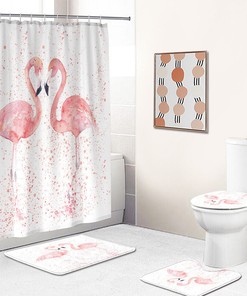 Nature-Inspired Flamingo Shower Curtain For A Relaxing Bathroom Decor 