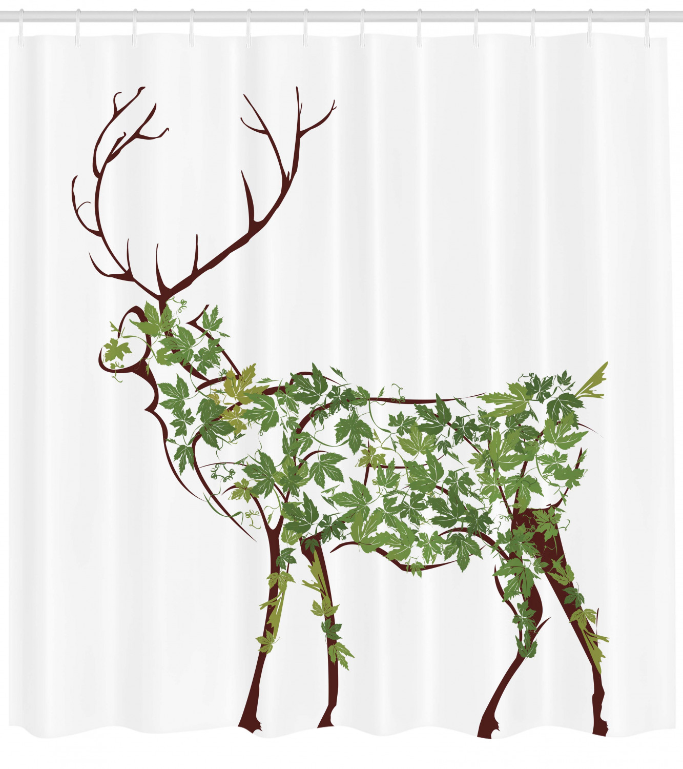 Nature-Inspired Shower Curtain With Deer Illustration For A Chic And Rustic Bath Space - Image 2