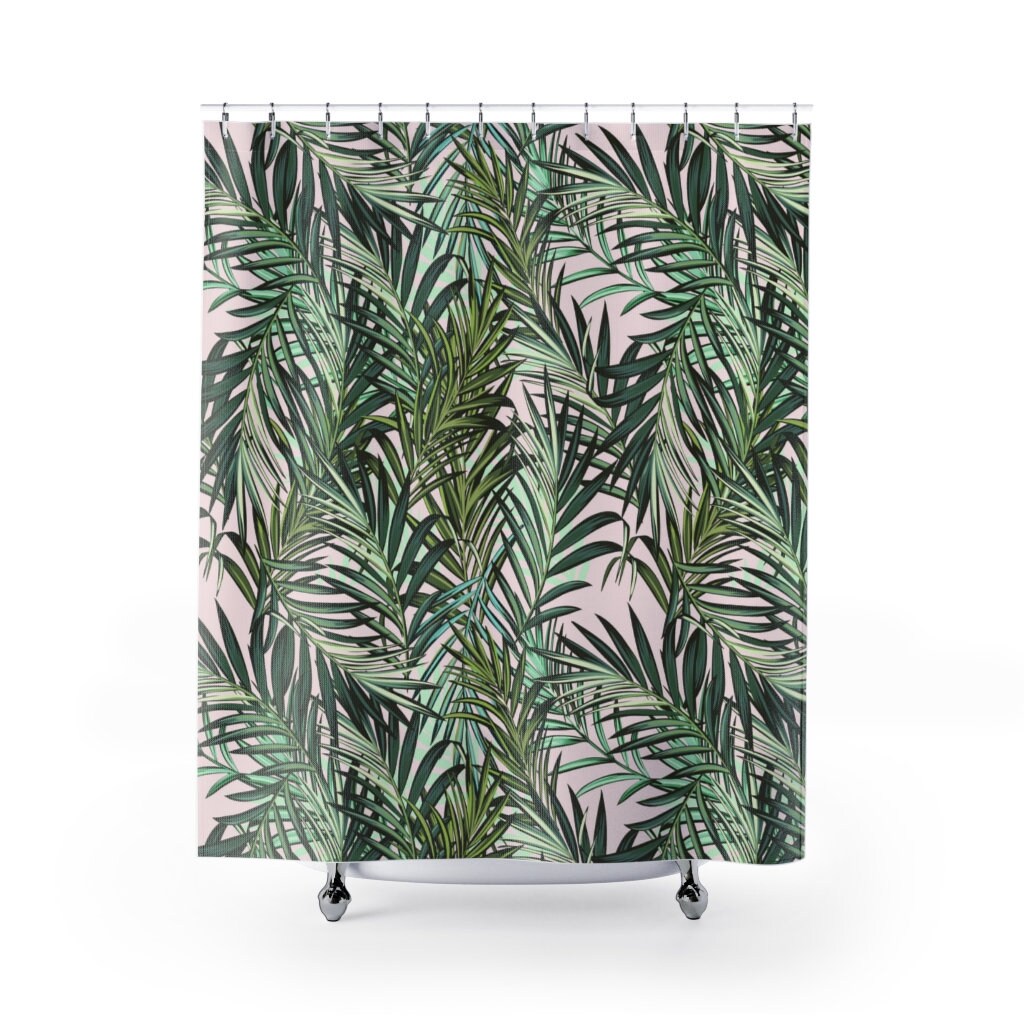 Nature-Inspired Tropical Palm Leaves Shower Curtain for Your Bathroom