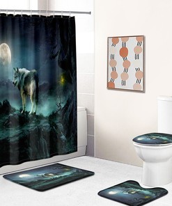 Nature-Inspired Wolf Shower Curtain For Wilderness Bathroom