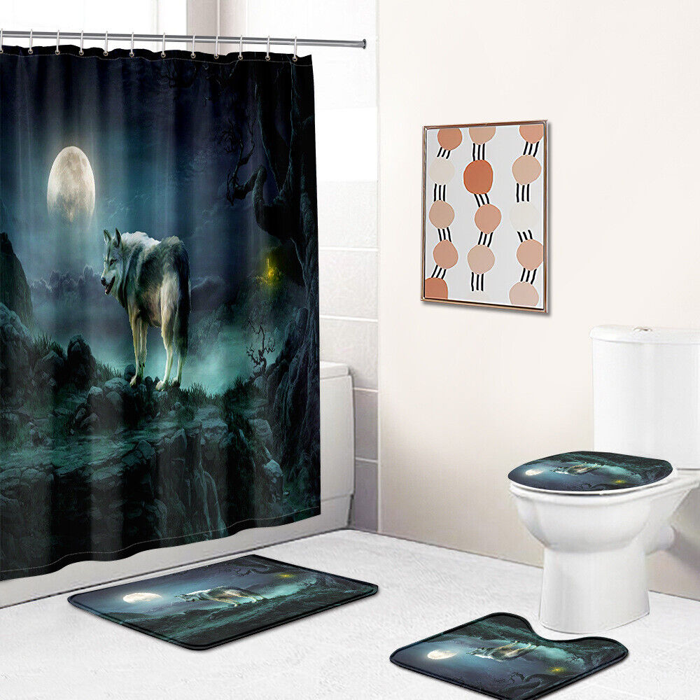 Nature-Inspired Wolf Shower Curtain For Wilderness Bathroom