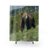 Nature-Inspired Yellowstone Bear Shower Curtain for Rustic Bathroom Decor 