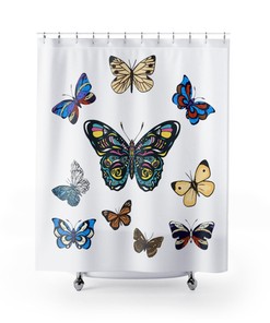 Nature'S Touch Butterfly Shower Curtain For Elegant Bathroom Decor
