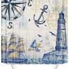 Nautical 3D Sailboat Lighthouse Anchor Shower Curtain - Decorative Fabric Bathtub Curtain In Blue And Waterproof