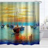 Nautical Abstract Oil Painting Pirate Ships Sailboat Shower Curtain