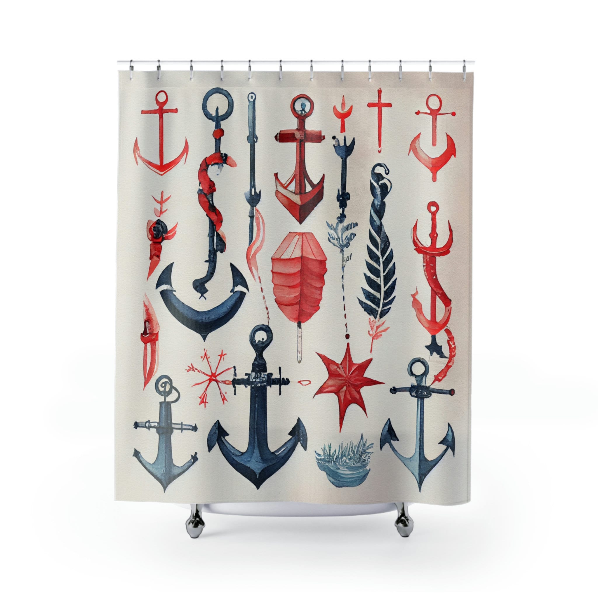 Nautical Adventure Anchor Shower Curtain, Vintage design for a Beachy Bathroom
