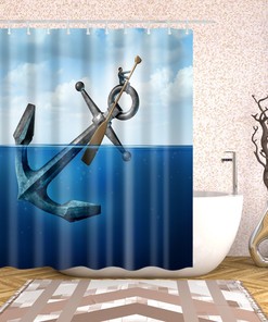 Nautical Anchor And Paddle Shower Curtain - Sea Themed Bathroom Decor