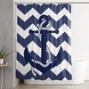Nautical Anchor Blue Abstract Chevron Geometric Shower Curtain for Chic Bathroom Design