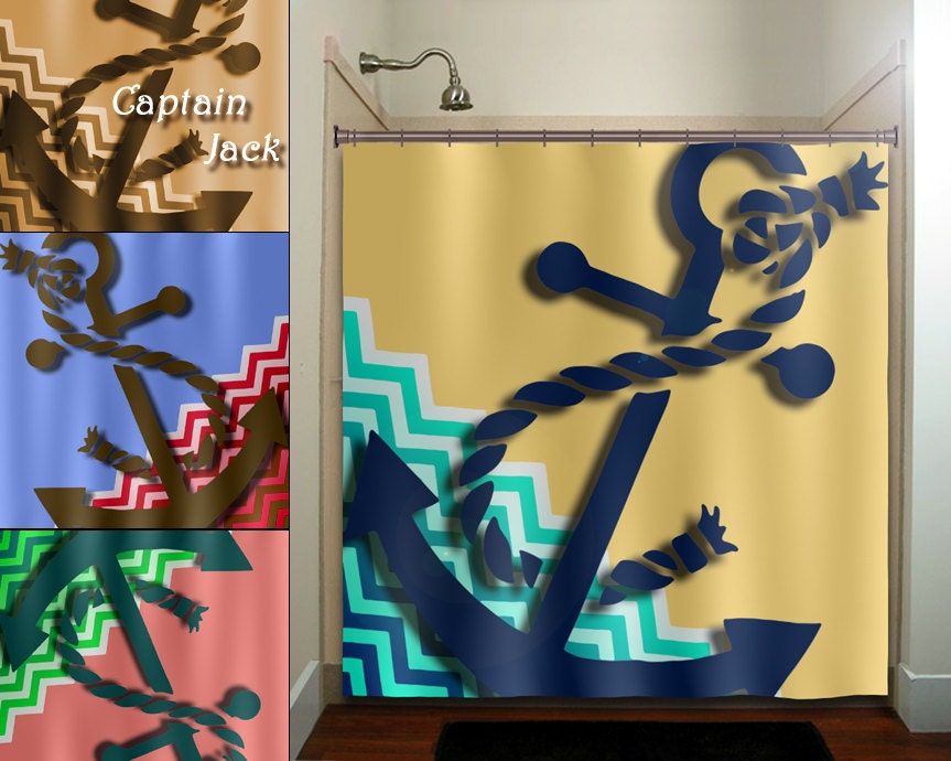 Nautical Anchor Fabric Shower Curtain, Stall Size with Customizable Wall Tapestry and More