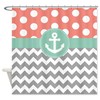 Nautical Anchor Gray and White Shower Curtain, Chevron Polka Dot Customizable Design 