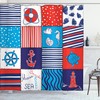 Nautical Anchor Helm And Fish Geometric Pattern Shower Curtain For Bathroom Decor