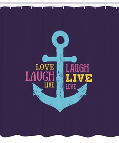 Nautical Anchor Live Laugh Love Bathroom Shower Curtain