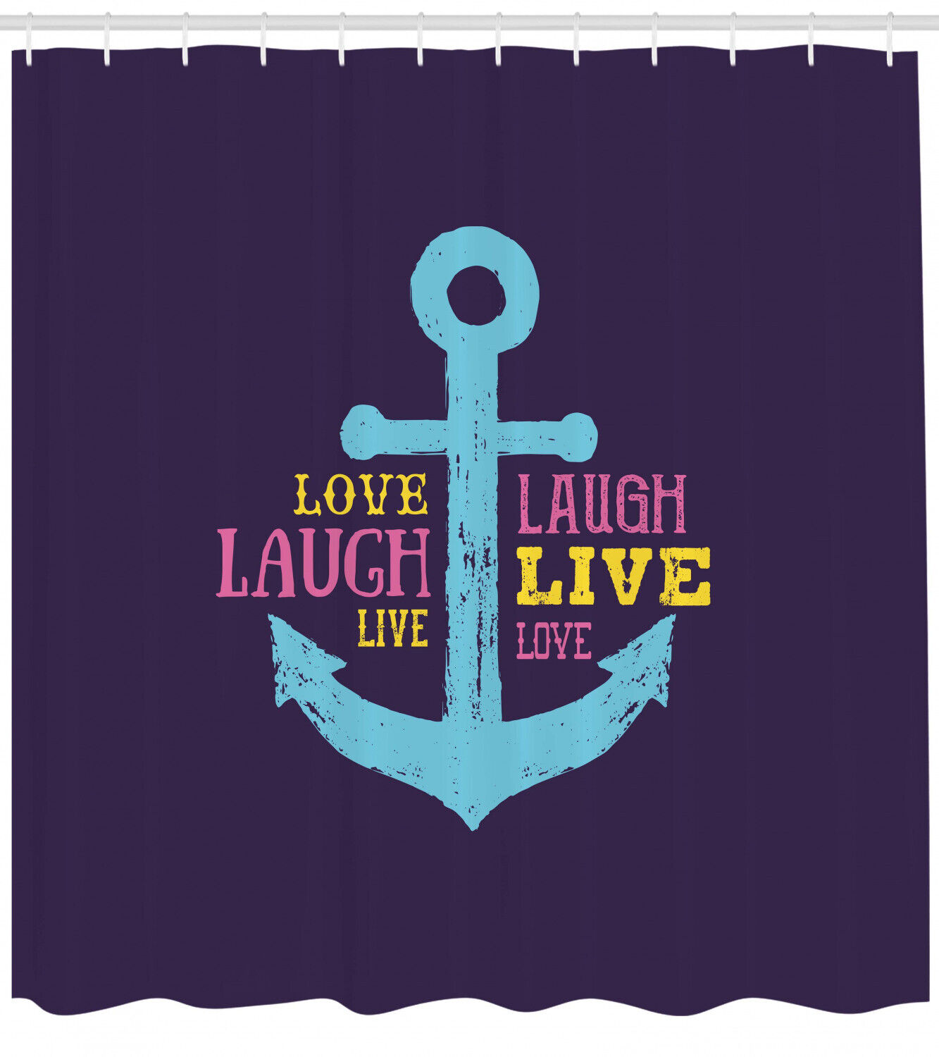 Nautical Anchor Live Laugh Love Bathroom Shower Curtain