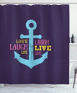 Nautical Anchor Live Laugh Love Bathroom Shower Curtain