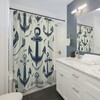 Nautical Anchor Minimalist Shower Curtain, Navy Blue Art Print for a Coastal Bathroom 