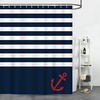 Nautical Anchor Navy Blue Stripe Shower Curtain for Bathroom 
