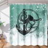Nautical Anchor Print Shower Curtain Blue Bathroom Decor Waterproof 
