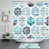 Nautical Anchor Rudder Sailboat Lighthouse Bathroom Shower Curtain Accessory
