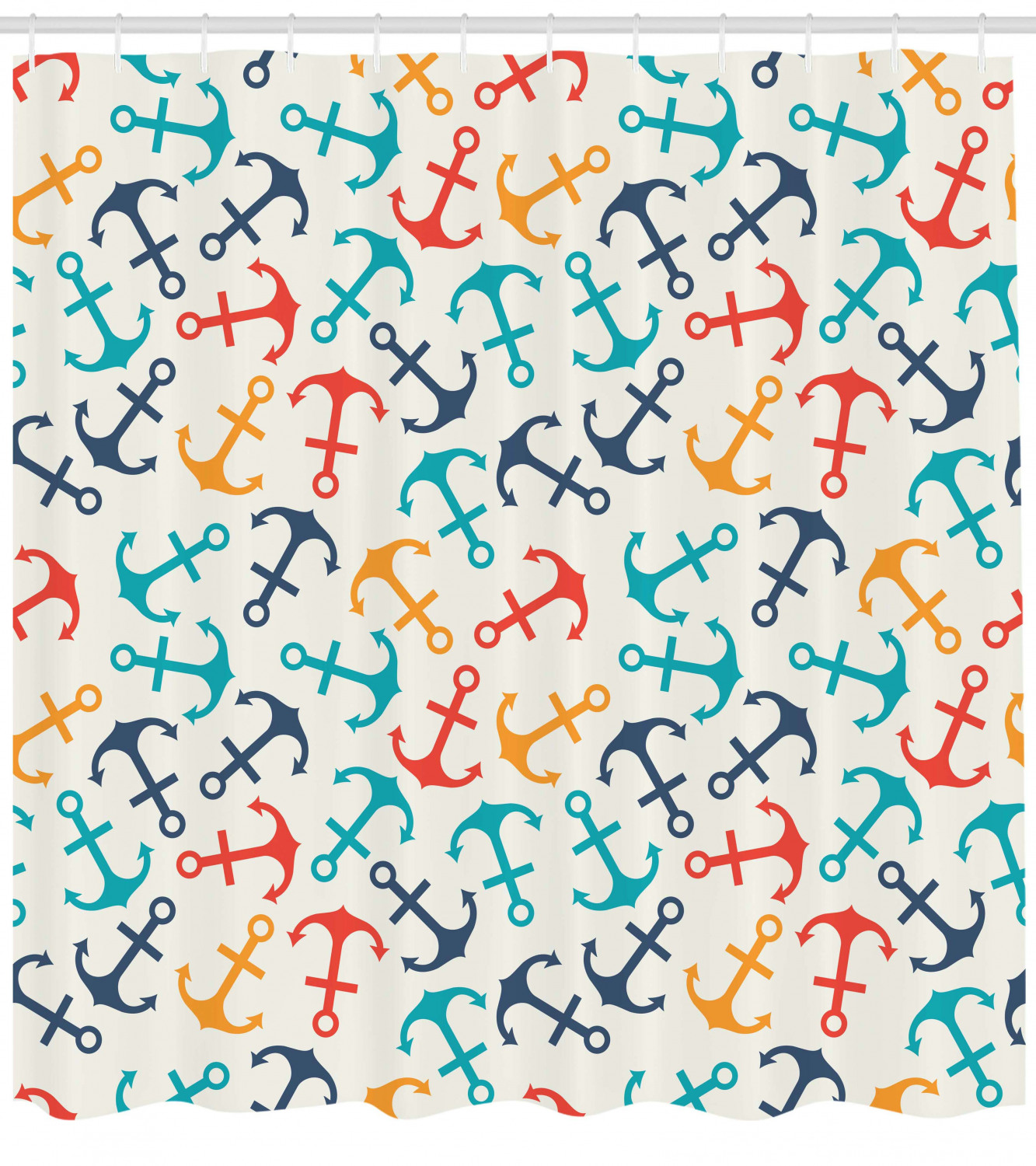 Nautical Anchor Shape In Lines Print Shower Curtain For A Bold Bathroom Look - Image 2
