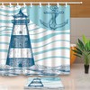 Nautical Anchor Shower Curtain, Fabric Shower Curtain in a Lighthouse Design 