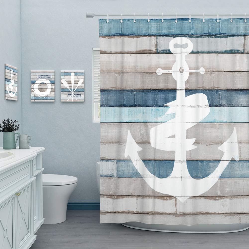 Nautical Anchor Shower Curtain With A Rustic Touch For A Coastal Bathroom - Image 3