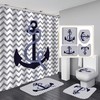 Nautical Anchor Shower Curtain With Rope For Beach Bathroom Decor 