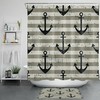 Nautical Anchor Stripe Print Shower Curtain For Ocean Bathroom Decor