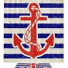 Nautical Anchor Stripe Print Shower Curtain Waterproof Fabric for Bathroom Decoration