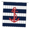 Nautical Anchor Stripe Shower Curtain, Black and White Cartoon Design 