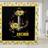 Nautical Anchor Yellow Flower Butterfly Shower Curtain for Kids Girls Room Decor